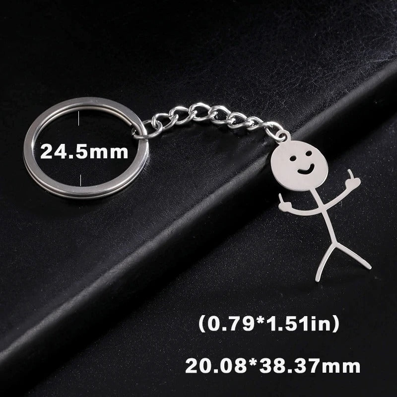 Funny Finger Stickman Keychain